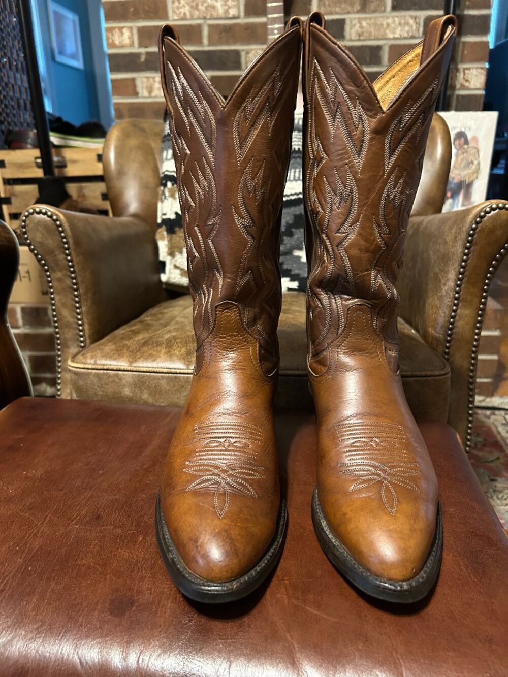 Tony Lama Tan Two-Toned Western Boots 9 D